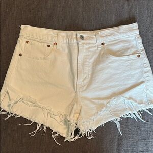 Abercrombie & Fitch The Mom Short Mid Rise White Denim Shorts